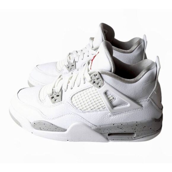 NIKE Air Jordan 4 Retro "White Oreo" Sneakers Size 7Y/W8.5 - Picture 2 of 8